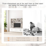 Modern TV Stand with Bookshelves, Entertainment Center with Cabinets & Storage Drawers, Fits up to 85-Inch TVs, Multifunctional Wall Unit for Living Room & Home Theater White 98.4" LSZMXI