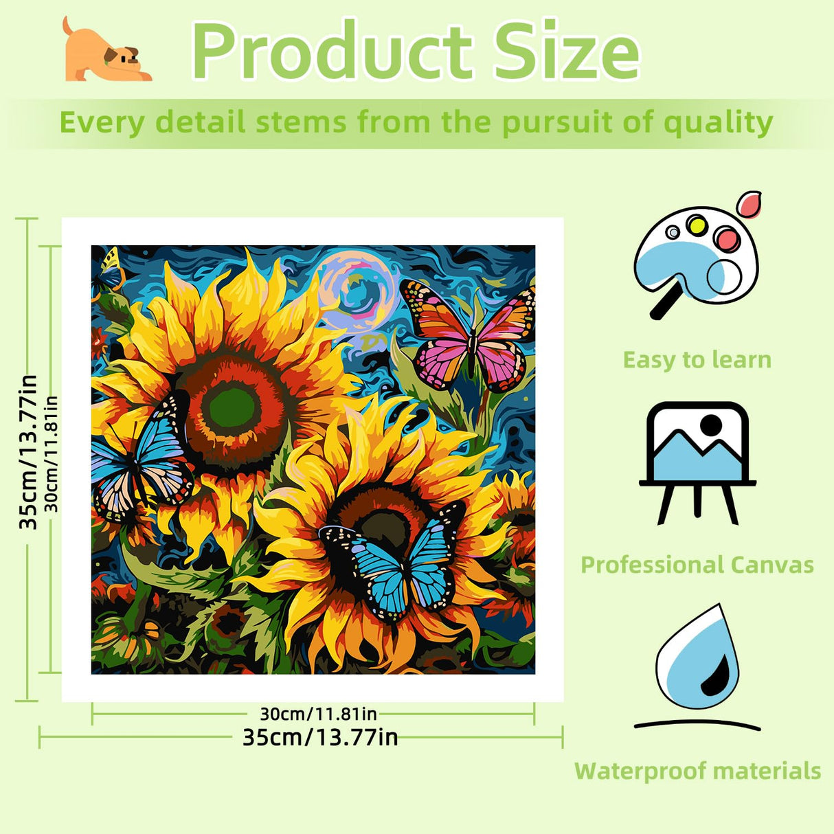 Reivworl Flowers Paint by Numbers Kit for Adults, Sunflower Paint by Number for Adults, Adult Paint by Number Kits for Gifts and Wall Decor 12x12 Inch Reivworl