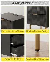 Aienvey Night Stand Charging Station, Modern Bedside Table with Storage 2 Drawer and Open Wood Shelf, Night Stand, End Table for Bedroom, Living Room, Black Aienvey