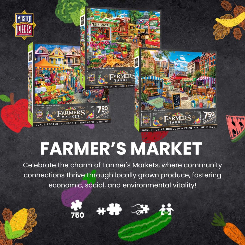 MasterPieces 750 Piece Jigsaw Puzzle for Adults, Family, Or Youth - Weekend Market - 18"x24" Masterpieces
