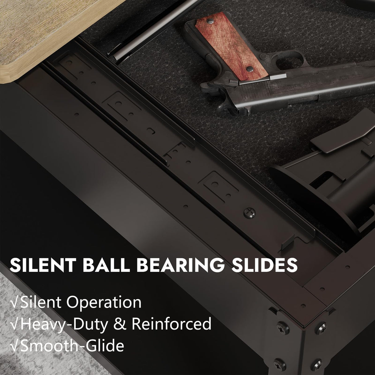 Hidden Gun Storage Safe for Rifles and Pistols, Biometric Fingerprint Gun Safe for Jewelry Money and Ammo, Use as Coffee Table (Honey Brown) Xyvaly