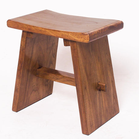 Solid Wood Accent Stool 18" Teak Shower Bench Rustic Garden Seating Chair for Inside Or Gardening Decor Outdoor Furniture RUBAPOSM
