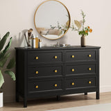 CARPETNAL Black Dresser for Bedroom, 6 Drawer Dresser with Wide Drawer and Metal Handles, Wood Dressers & Chests of Drawers for Hallway, Entryway. CARPETNAL