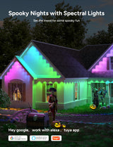 Isablelala Permanent Outdoor Lights, 150ft with 90 RGB LED Lights for Daily and Christmas, Halloween, 49 Scene Modes+DIY for Outdoor Decor, IP66 Waterproof, Compatible with Alexa, Google Assistant Isablelala