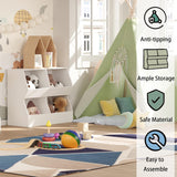 DINZI LVJ 4-Cubby Kids Bookshelf & Toy Storage Cabinet - White Wooden Organiser for Bedroom, Nursery & Playroom DINZI LVJ