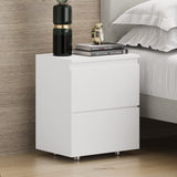 FUNISIR Nightstand with 2 Drawers, Modern Bedroom End Table with No Handle, Wooden Bedside Storage Cabinet, White FUNISIR