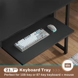 SEDETA L Shaped Gaming Desk, Reversible Computer Desk with Power Outlet and Pegboard, Gaming Desk with Led Lights, Keyboard Tray and Storage Bag for Home Office, Black SEDETA