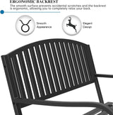 On Shine 50'' Outdoor Bench Weatherproof, Cast Iron All Metal Frame Garden Bench, Anti-Rust Patio Park Bench Clearance for Front Porch, Yard, Lawn, Deck On Shine