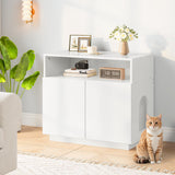 CHOEZON Cat Litter Box Enclosure, Litter Box Furniture Hidden, Versatile Litter Enclosure Furniture with 2 Doors and 1 Entrance, Indoor Cat House for Living Room, Bedroom, White MMW01WB CHOEZON
