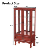 HIUU Cherry Curio Cabinets with Glass Doors,49.4’’H Curio Cabinet with Lights,Display Cabinet with Glass Doors and Adjustable Shelves,Wooden China Cabinet for Living Room HIUU