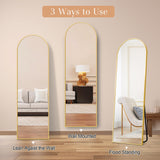 GlasFlength 58"x18" Arched Full Length Mirror, Elegant Full Body Mirror with Stand for Bedroom & Cloakroom, Gold GlasFlength