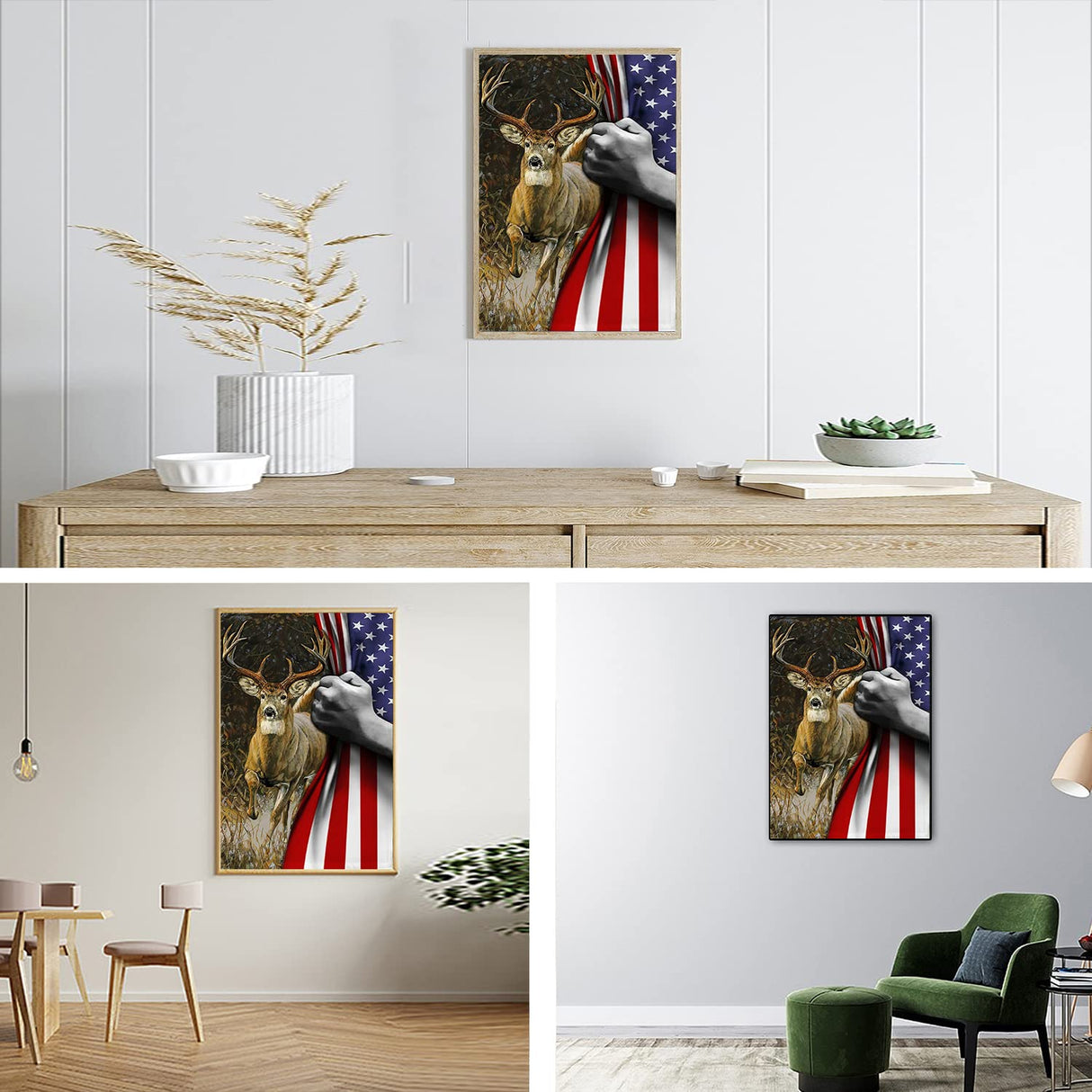 FORLAND Patriotic Diamond Painting Kits for Adults Beginners - 5D DIY Deer American Flag Full Drill Diamond Kits Painting Crafts for Home Wall Decor, Diamond Art Kits,12x16inch FORLAND