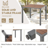 MELLCOM 5-Piece Outdoor Dining Set, 4 Swivel Leather-Look Chairs with Cushions & Square Dining Table with Umbrella Hole, Patio Furniture Set for Porch, Garden, Backyard, Poolside, Deck, Blue MELLCOM