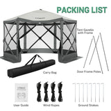 COBIZI 12x12ft Pop up Gazebo Screen Tent Screen House for Camping, Camping Outdoor Screened Gazebo with Sidewalls, Portable Hub Tent with Carrying Bag and Ground Stakes, Grey(Upgraded 2.0) COBIZI