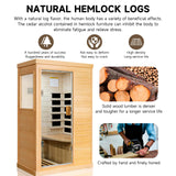 HAOYAYA Far Infrared Saunas with Control Panel and Tempered Glass Door Dry Sauna Bath 800W Low-EMF Home Sauna Spa Canadian Hemlock Wood Indoor Saunas Room Dimensions: 35.24 * 27.56 * 61.61 Inches HAOYAYA
