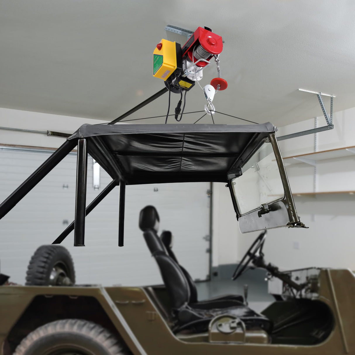 VEVOR Electric Hoist, 1760 lbs 120V Electric Winch with 328 ft Wireless Remote Control, 40 ft Single Cable Lifting Height, Single/Double Slings, Emergency Stop, Lift Hoist for Garage Warehouse Factory VEVOR