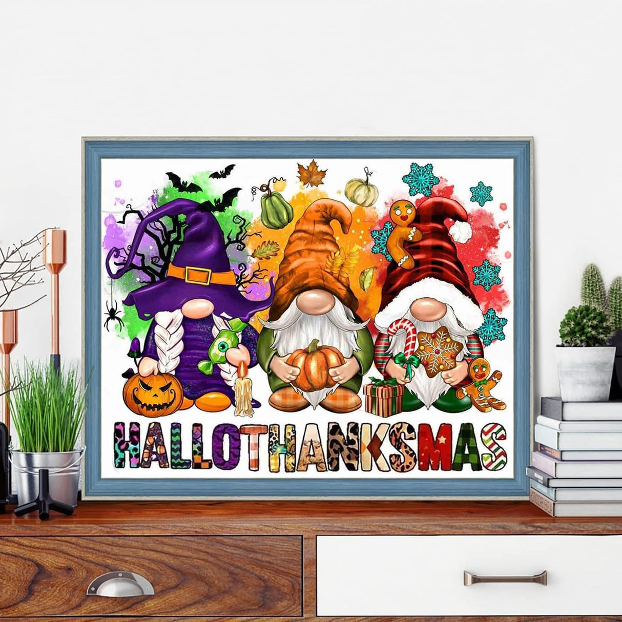 Halloween Gnome Diamond Art Kits for Adults - Thanksgiving Fall 5D Diamond Painting Kits for Adults Beginners,Christmas Full Drill DIY Diamond Dot Gem Art Kit Wall Home Decor Arts Craft 12X16 inch Tiwabb