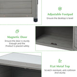 Outdoor Potting Bench with Storage Cabinet and Metal Top, Wood Workstation for Outdoor Patio, Garden Wood-Natrl