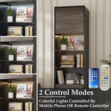 WOODTIME 3-Piece Large TV Stand with Lights and Bookshelves for TVs up to 70", Wall Unit Entertainment Center Media Console for Living Room & Home Theater WOODTIME