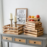 MACVAD Set of 4 Large Torched Wood Decorative Storage Crates, Nesting Wooden Crates for Display Rustic, Farmhouse Wooden Storage Container Boxes Made from 100% Wood MACVAD