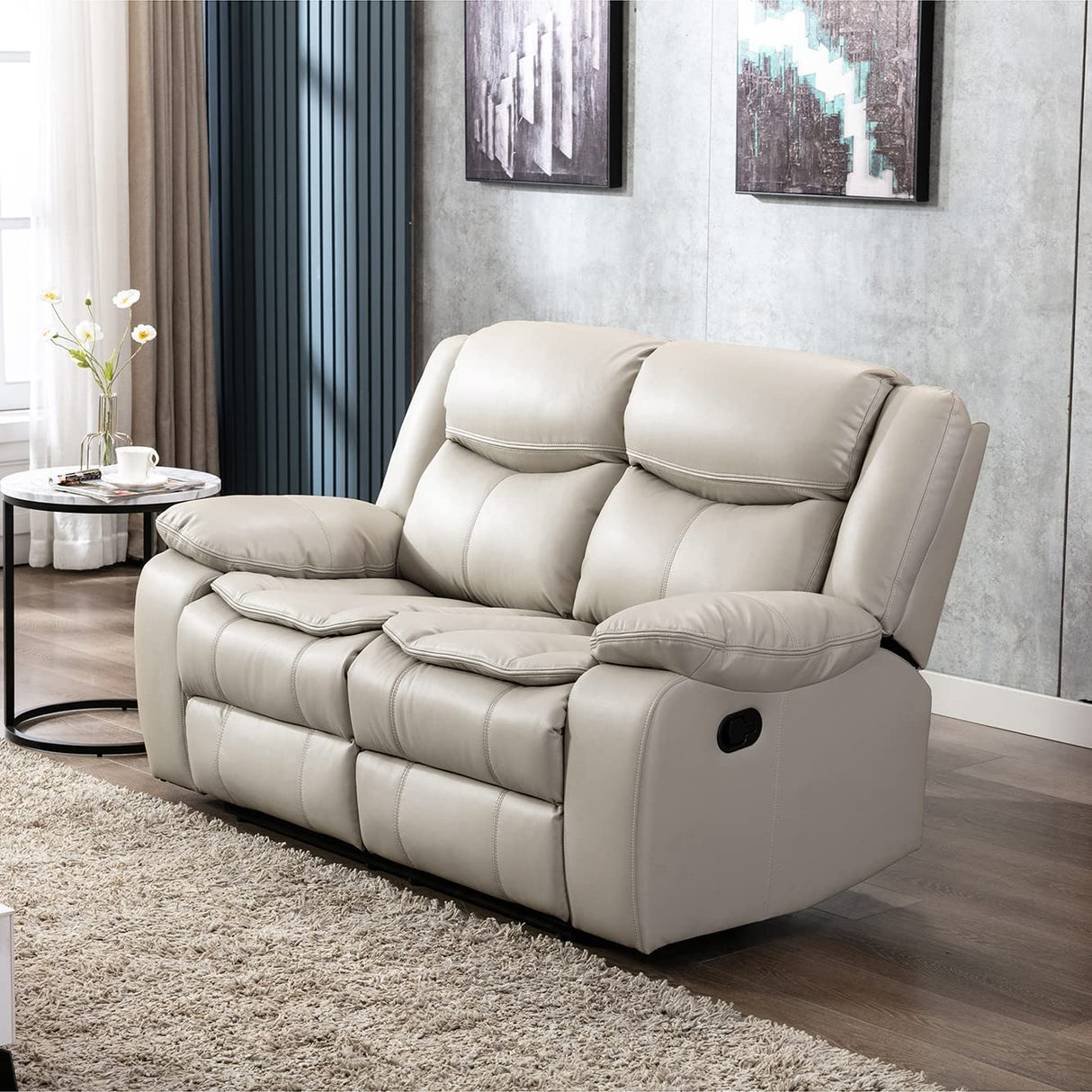 Familymill Breathable Leather Manual Reclining Sofa Sets with Recliner, Loveseat, and 3-Seat Sofa for Living Room Familymill