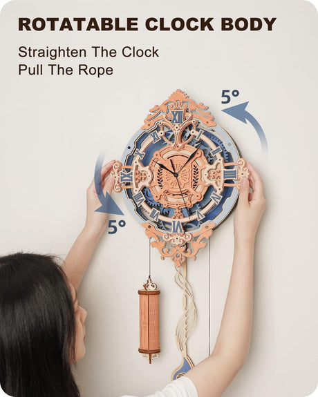 ROKR 3D Wooden Puzzles for Adults-DIY Wall Quartz Clock Kits-Wood Model Kits to Build for Teens Adults-Vintage Room Decor for Men Women ROKR