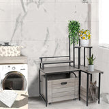 Cat Litter Box Enclosure Furniture with 3-Tier Storage Shelves, Wooden Large Hidden Litter Box Furniture, Modern Style Cat Washroom with Metal Frame Cat House Doppeltcharms