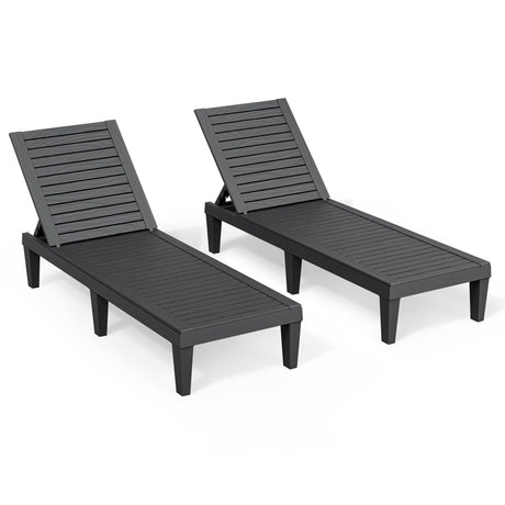 Outdoor Chaise Lounge Chair Set of 2,Waterproof & Lightweight Lounge Chair Outdoor with 5-Position Adjustable Back, Patio Lounge Chair for Garden, Pool Lounge Chairs for Poolside or Beach Use NUNU LAB