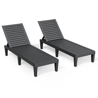 Outdoor Chaise Lounge Chair Set of 2,Waterproof & Lightweight Lounge Chair Outdoor with 5-Position Adjustable Back, Patio Lounge Chair for Garden, Pool Lounge Chairs for Poolside or Beach Use
