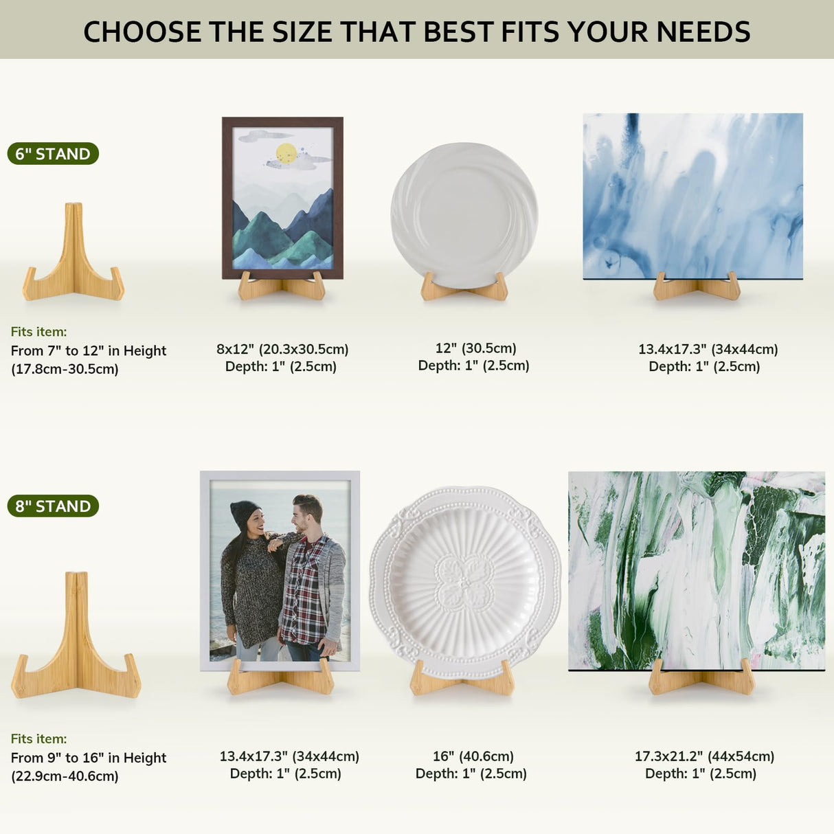 ANBOXIT Plate Stands for Display, 6 Inch Plate Holders for Displaying, Bamboo Picture Frame Stand for Tables, Tabletop Easels, Decorative Stand for Platter, Dish, Book, Photo and Plaque (1 Pack) ANBOXIT