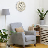 Peohud Silent Wall Clock, 12 Inch Vintage Non Ticking Quartz Battery Operated Round Clock, Rustic Wall Clock for Living Room Kitchen Home Office Classroom School Peohud