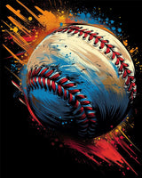 Graffiti Baseball Paint by Numbers Black Background Painting by Number for Adults Beginners Sport Baseball DIY Painting Canvas with Brushes Acrylic Paints Perfect for Decor 16x20 Inch（Without Frame） Generic
