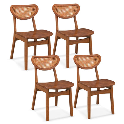 Giantex Wooden Dining Chairs Set of 4, Armless Kitchen Chairs w/Breathable Mesh Cane Backrest, Rubber Wood Legs, Farmhouse Side Chairs, Max Load 265 lbs,Rattan Accent Chairs for Restaurant, W - WoodArtSupply