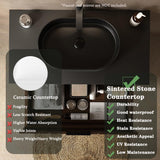 36 Inch Bathroom Vanity with Sink, Dark Walnut Vanity Bathroom Sink and Cabinet Combo, Bathroom Vanities w/Drawer and Metal Supporting Structure & Freestanding Striped Design - Miami, Dark Walnut RAINLUX