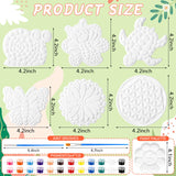 PullCrease 6 Pack Paint Your Own Plaster Stones - Kids Summer Arts and Crafts Garden Handprint Stepping Stone Painting Kit DIY Ceramic Craft Pottery Outdoor Painting Gifts for Kids Ages 4-12 PullCrease