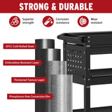 Granper 3 Tier Rolling Storage Cart, Heavy Duty Utility Industrial Service Cart on Wheels, Metal Tool Cart with Locked Drawers, Ideal for Garage, Warehouse and Repair Shop（Black） Granper