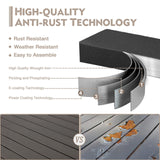 MELLCOM 5 Pcs Outdoor Dining Set, 4 Swivel Rocker Chairs with Thick Cushions & Square Dining Table with Umbrella Hole, Patio Furniture Set for Porch, Beige MELLCOM