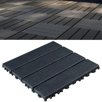 Plasic Interlocking Deck Tiles - 44 PCS 3D Teak 12"x12" DIY Waterproof, Non-Slip, All-Weather Patio Floors - Wood Grain Design for Indoor Outdoor Courtyards, Balconies