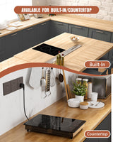 Empava Electric Stove Induction Cooktop Vertical with 2 Burners Vitro Ceramic Smooth Surface Glass in Black 120V, 12 Inch Empava