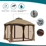 Gazebo Universal Replacement Mosquito Netting - Wonwon Outdoor Gazebo Canopy 4-Panel Screen Walls with Zipper for 10' x 12' Gazebo (Mosquito Net Only) (Brown) Wonwon