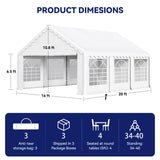 PHI VILLA 20'x16' Outdoor Heavy Duty Party Tent Large Commercial Canopy Wedding Event Shelter with Removable Sidewalls & 3 Storage Bags for Patio Outdoor Garden Events, White PHI VILLA