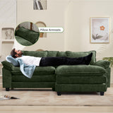 Oprisen 86" Modular Sectional Sofa, Comfy Cloud Couch Sectional Sofa with Ottoman, Chenille Sofa Sleeper Deep Seat Sofa with Throw Pillows for Living Room (Green, 86"- L Shape) Oprisen