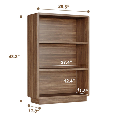 ChooChoo 3-Tier Bookcase, Wooden Bookshelf, Farmhouse Bookshelf with Open Storage, Tall Bookcase for Bedroom and Home Office, Brown Walnut ChooChoo