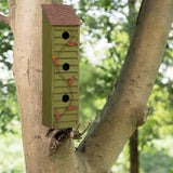 Glitzhome 18" H Green Window-Blinds Distressed Solid Wood Birdhouse for Outside Glitzhome