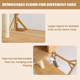 TITIMO 71" Catio Cat Enclosure Window, Large Outdoor/Indoor Cat House for Multiple Cats, Wooden Kitty Condo W/Waterproof Roof, Platforms, Resting Box, Scratching Post, Sisal Ball, Wheels (Burlywood) TITIMO