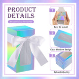 Fulmoon 36 Sublimation Glass Gift Boxes with Ribbon Sets, Christmas Thank You Tumbler Cup Exhibition Boxes, Shipping Blanks Sublimation Gift Wrapping for 12 16 18oz Glass Cup(Holographic) Fulmoon
