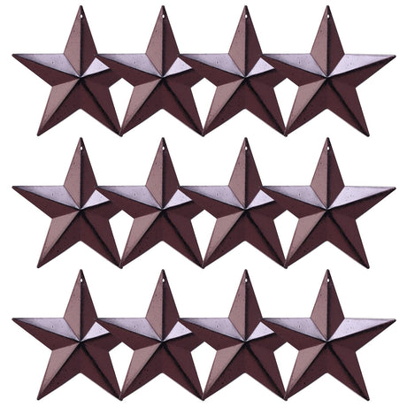 MGSYPHOME 3.8 Inch Barn Star Texas Stars Art-Metal Star for Outside Rustic Vintage Western Country Home Farmhouse Wall/Door Decor, Set of 12(Matte Burgundy)… MGSYPHOME