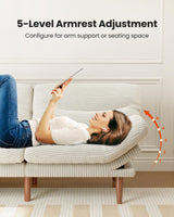 AMADA HOMEFURNISHING Futon Sofa Bed with Adjustable Backrest & Armrests, Convertible Futon Sofa Couch for Small Spaces, Living Room or Office, Corduroy Futon Sofa Bed(White) AMADA HOMEFURNISHING