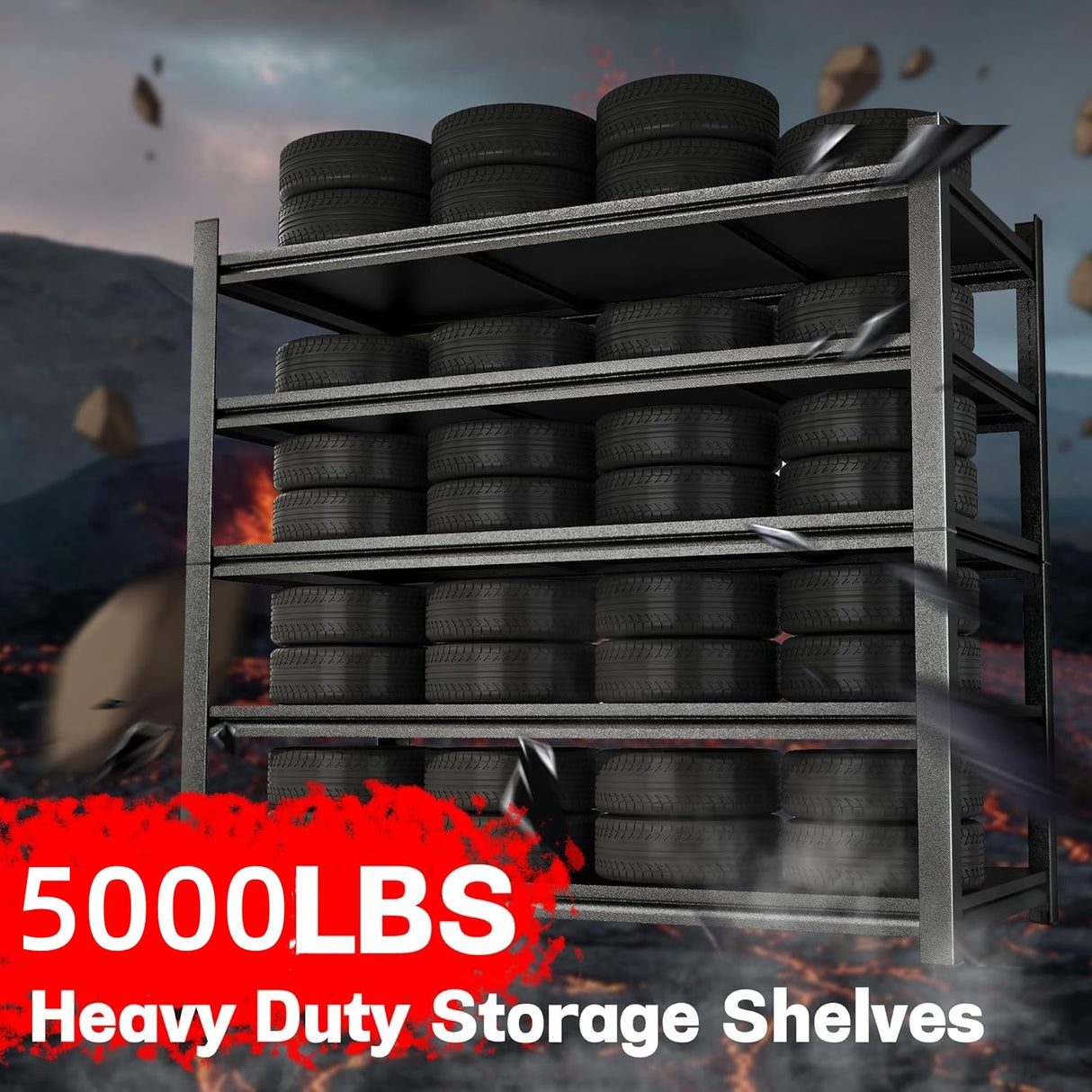 OECSO 5000LBS Storage Shelves Heavy Duty 72" H Garage Shelving Units 5 Tier Adjustable Metal Utility Rack Shelf,Large Industrial Shelves,for Shop,Warehouse,Basement,Outdoor,72" H x 48" W x 24" D OECSO