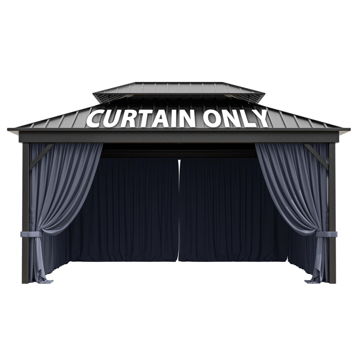 12'x14' Gazebo Curtains Outdoor Waterproof with Hanging Rings, 4-Panel Double Zipper Sidewalls Universal Replacement Privacy Curtain, Outdoor Gazebo Curtains for Patio, Backyard(Curtains Only) Snubbull